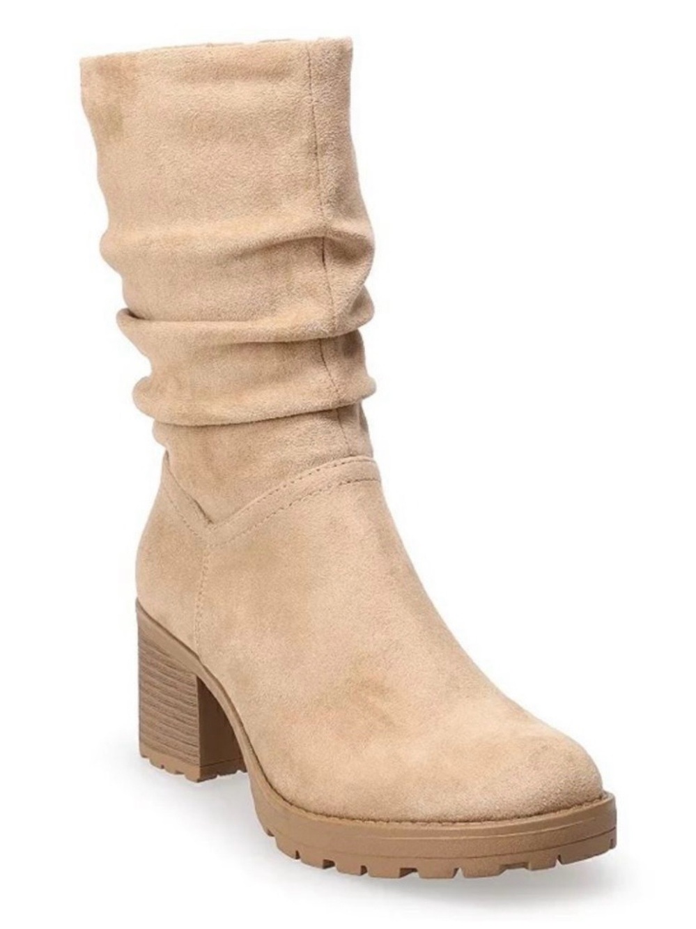 Sonoma Women's Slouchy Tan Suede Block Heel Boots Size 11